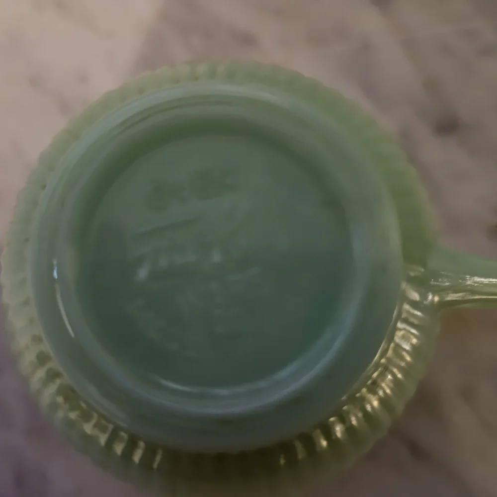 Fire King Jane Ray Jadeite Cup & Saucer Set of 2 Vintage USA Green Milk Glass